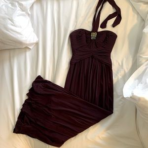 BCBGMaxAzria Floor Length Purple Halter Dress Size 0